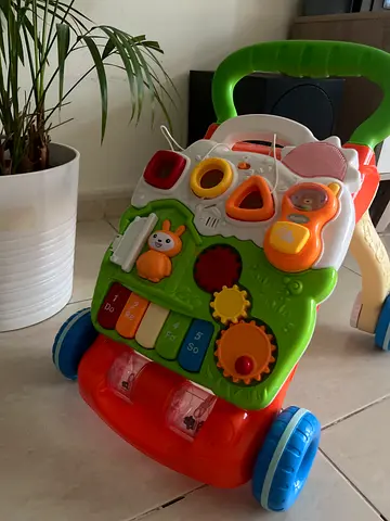 Baby push walker activity toy with gears and musical buttons