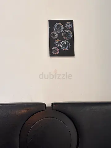 Small Abstract Bubble Wall Art Painting - Black Background
