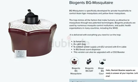 Anti Mosquito System 
Biogents BG-Mosquitaire
Bought Dhs 6000
Selling Dhs 4000