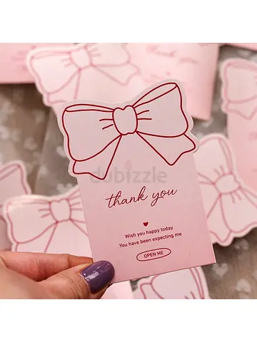 Set of Pink Thank You Bow Gift Cards