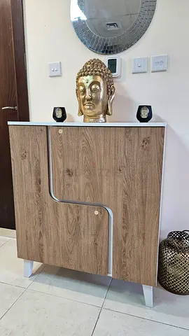 Wood and White Shoe Cabinet