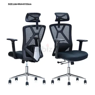 Ergonomic Mesh Office Chair with Headrest — Adjustable Lumbar Support