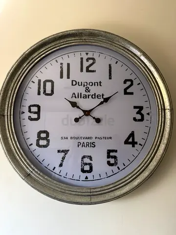 Vintage-style Wall Clock (Silver Frame) - Working