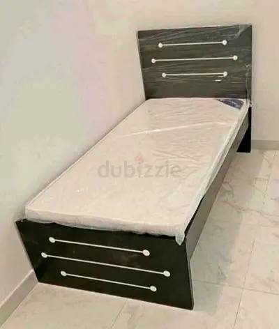 Single Bed Frame with Headboard and New Mattress