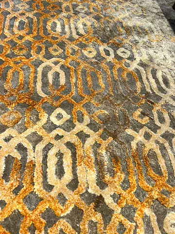 Hand Tufted, 100% Silk Rug - Grey, Gold  Beige, 363 x 273cm