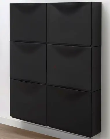 Wall-mounted Modular Storage , shoe Cabinet - Black, 16 Cubes