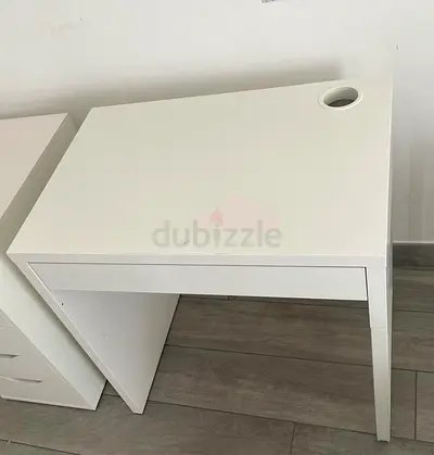 Ikea Compact White Minimalist Desk with Drawer and Cable Hole