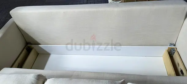 Light beige fabric storage sofa - good condition
