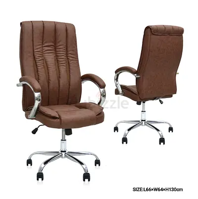 Brown High-Back Executive Office Chair with Armrests (Adjustable)