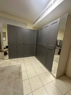 Modern 10-Door Grey Wardrobe with Full-Length Mirrors | BRAND NEW CUSTOMIZED | Leaving country