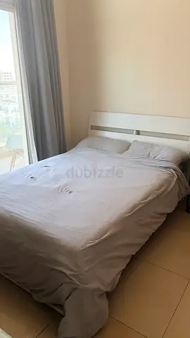 White double bed frame with headboard - good condition
