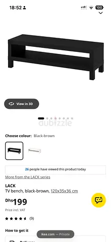 IKEA LACK TV bench, black-brown