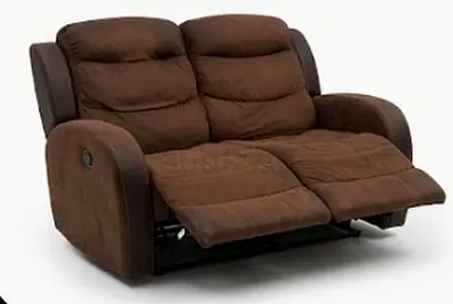 Brown 2-Seater Recliner Sofa - Comfortable Plush Fabric