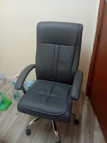Used High-Back Black Office Chair, Adjustable Swivel with Armrests