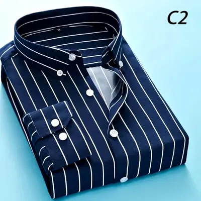Blue and White Striped boys Dress Shirt - Size Large Silm fit ( 8 pcs are available)