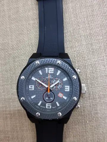 JoshuaSons Black Mens Sport Chronograph Watch with Rubber Strap