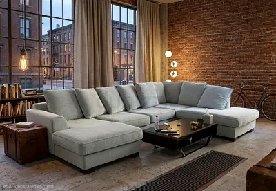 The One Kingston U Shape Sofa Gray Excellent Condition