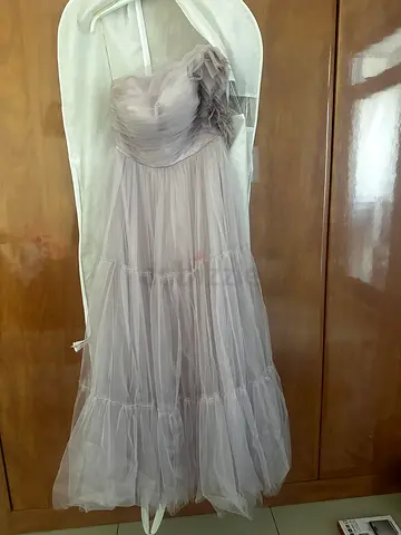 Light mauve tulle knee-length party dress, size 42 - made in Turkey
