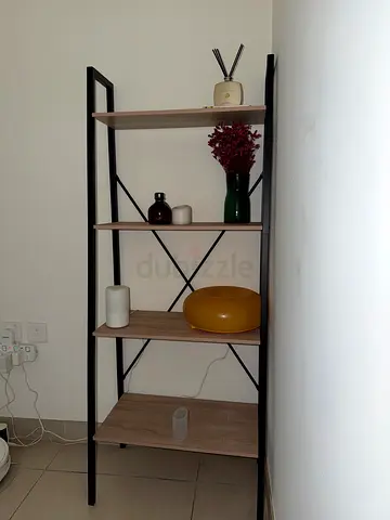 Wood and Metal 4-Tier Shelving Unit - Good Condition