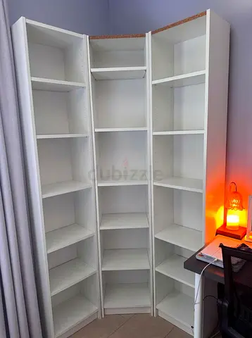 White Corner Bookcase with Adjustable Shelving