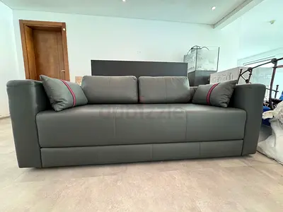 Now! by hülsta Wilson Sofa Bed, leather anthracite, Premium High-End German Furniture (was 27K AED)