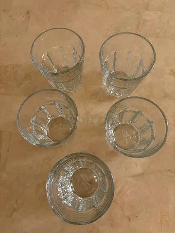 Set of 5 Clear Glass Tumblers - Good Condition