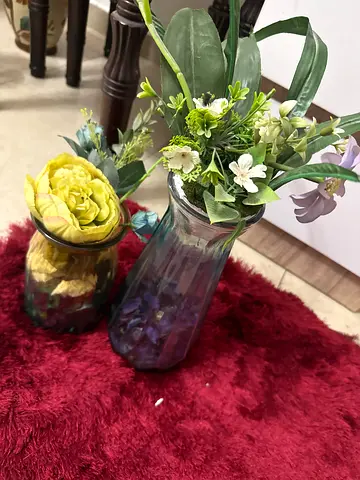 Decorative Glass Vases with Artificial Flowers