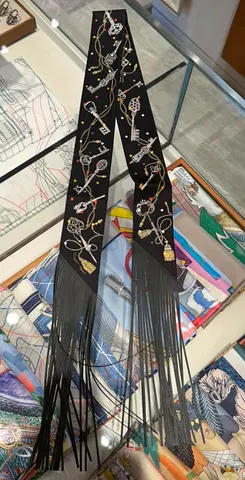 Hermes leather fringe twilly