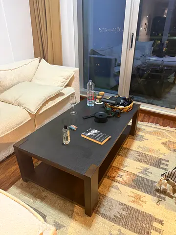 Modern Dark Wood Rectangular Coffee Table