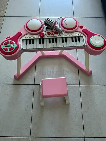 ELC Pink Electronic Keyboard with Microphone and Stool