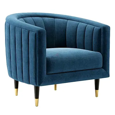 Blue Velvet Tub Accent Armchair - Modern Single Seater