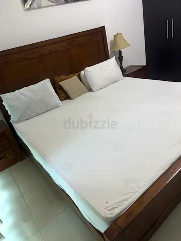 Solid Wood super king Bed Frame with Headboard, Nightstand , dressing table and mattress 800 last