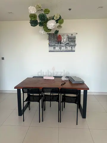 Solid Wood Dining Table with 4 Chairs - Good Condition
