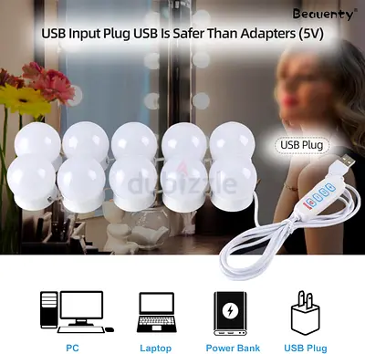 Mirror LED Light Bulb,Mirror Lamp, Makeup Fill Light, Stick On Lights,USB Adjustable 3 Modes Colors