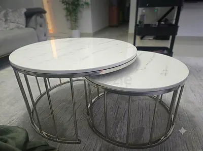 Modern Nesting Coffee Table Set with Marble Effect Top