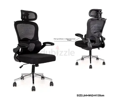 Ergonomic Mesh Office Chair with Headrest and Lumbar Support - Black