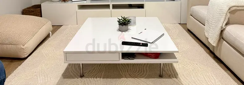 Modern White Gloss Coffee Table with Storage