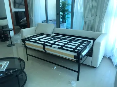 3 seater beige Sofa bed with mattress