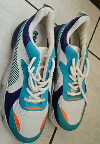 Lightweight white and teal womens sneakers, never used