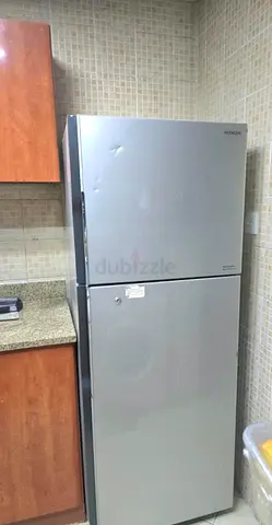 Silver Hitachi Top-Freezer Refrigerator - Good Working Condition