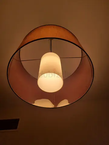 Pair of Modern Ceiling Light Fixture with Fabric Shade 50cm Dia x 95cm height