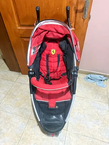 Red Ferrari-themed Baby Stroller / Pram in Good Condition