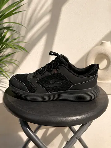 2 PAIRS Black Skechers Casual Sneakers - Good Condition, Size US 1 UK13 EUR 32