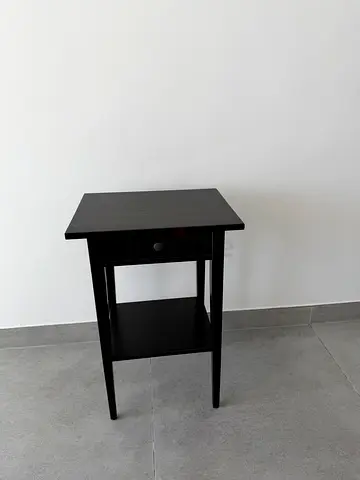 Simple Black Wooden Side Table with Drawer