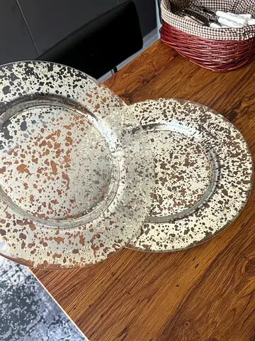 Set of 2 Decorative Mercury Glass Charger Plates