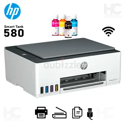 HP Smart Tank 580 Wireless All In One Printer, Print, Scan, Copy, Print up to 18000 black or 6000clr