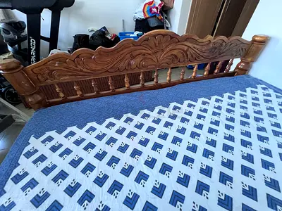 Immediate sale-Solid wooden queen bed frame with slatted base along with medical mattress from India