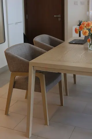 Light oak dining SET with upholstered chairs - good condition