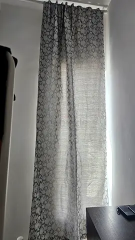Home center 2 Pair of patterned blackout curtains - grey  black . Curtain rod included