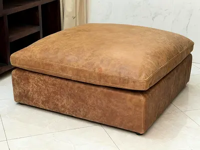 Marina Home Genuine Vintage leather Ottoman